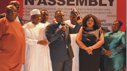 Barrister Taiwo Olayinka Afolabi, chairman of the Skyway Aviation Handling Company Limited (SAHCOL),in suit receving  the 'Sun Business Man of the year award 2014'.